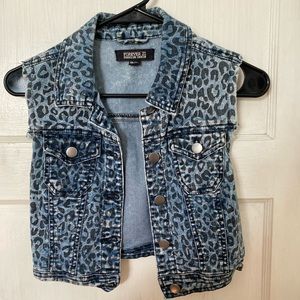 Cheetah print denim vest